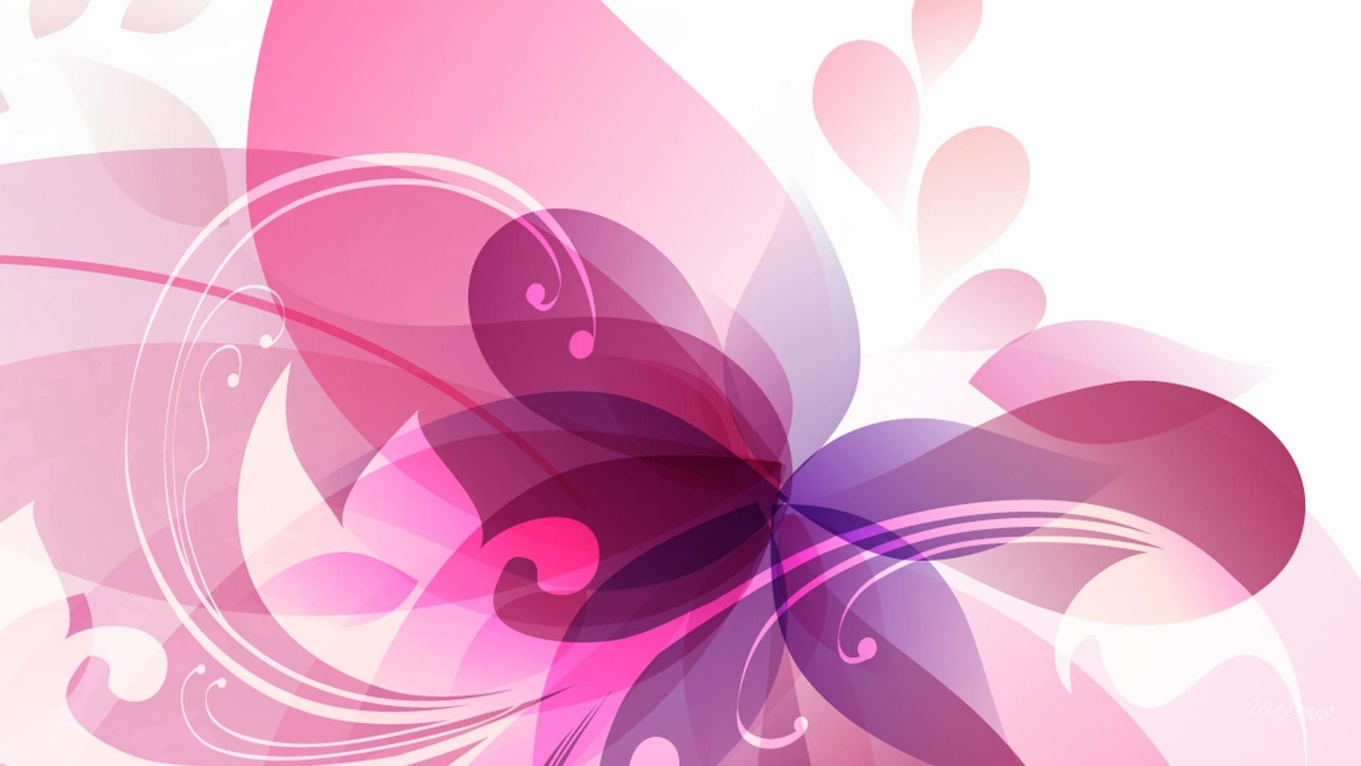 Abstrakte Blume, Pink, Lila, Vektorgrafik, Schnörkel, 1920x1080, Full-HD-Hintergrundbild für PC
