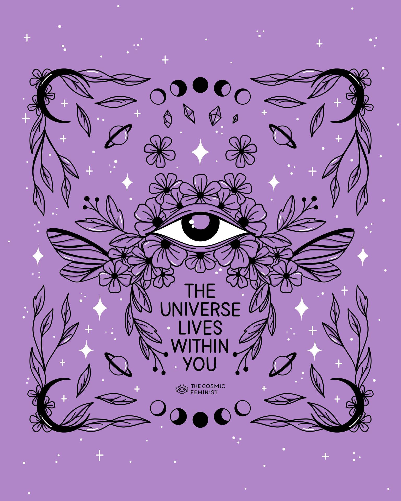The universe lives within you, Auge, Mondphasen, Lila, Mystisch, QHD+, iPad-Hintergrundbild