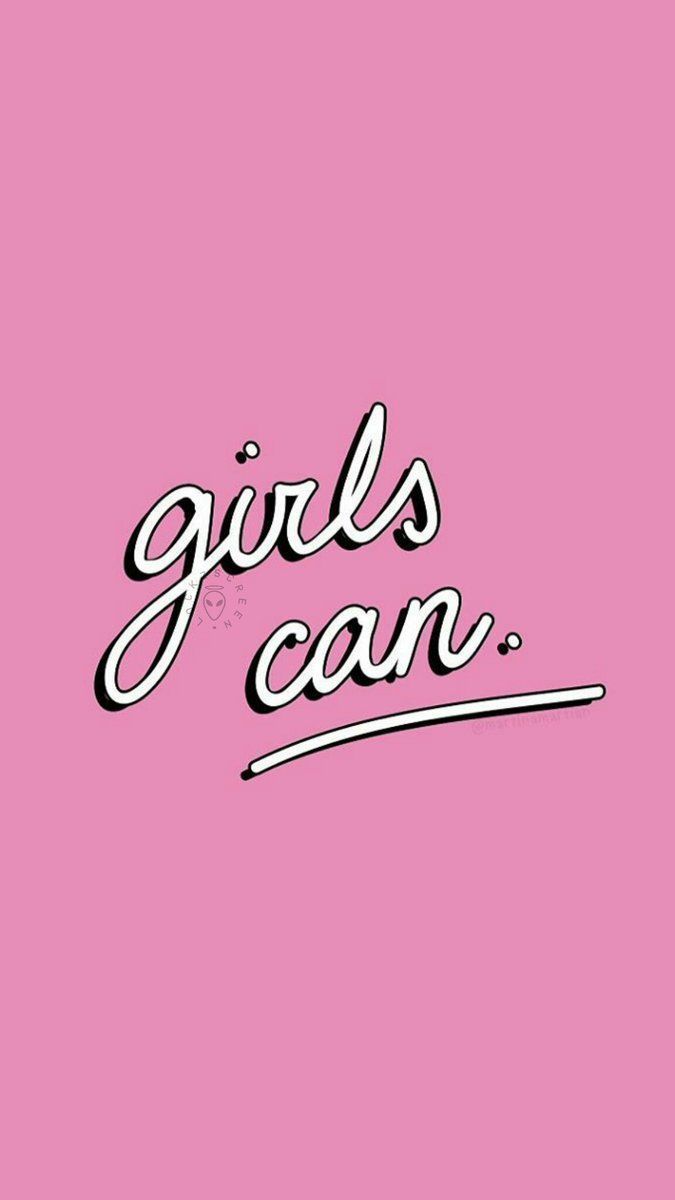 Girls can, Spruch, Pink, Schreibschrift, Minimalismus, Hintergrundbild für iPhone und Android