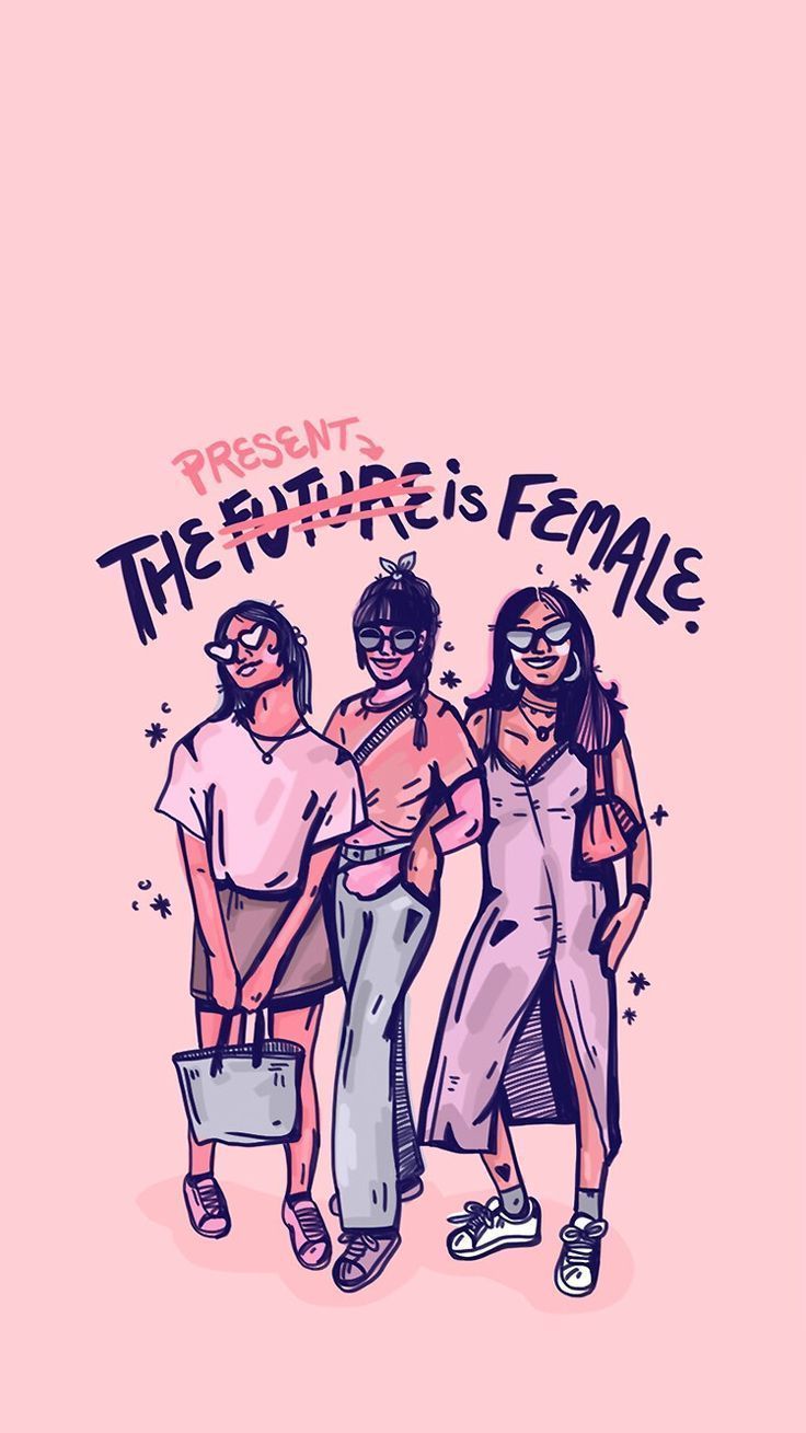 The Future Is Female, Frauen, Illustration, Rosa, Diversität, HD, Handy-Hintergrundbild