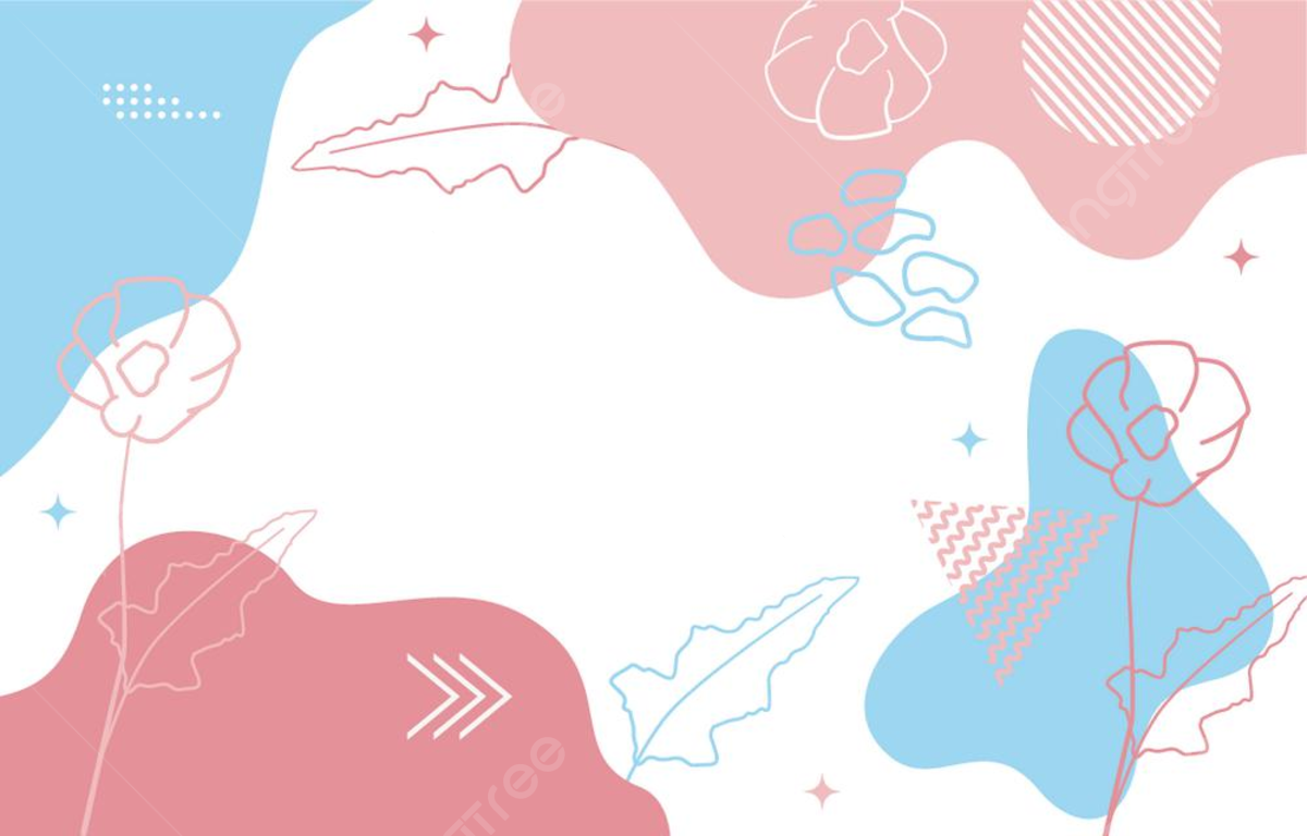 Blumen-Linienzeichnung, Abstrakte Formen, Rosa, Hellblau, Illustration, Hintergrundbild