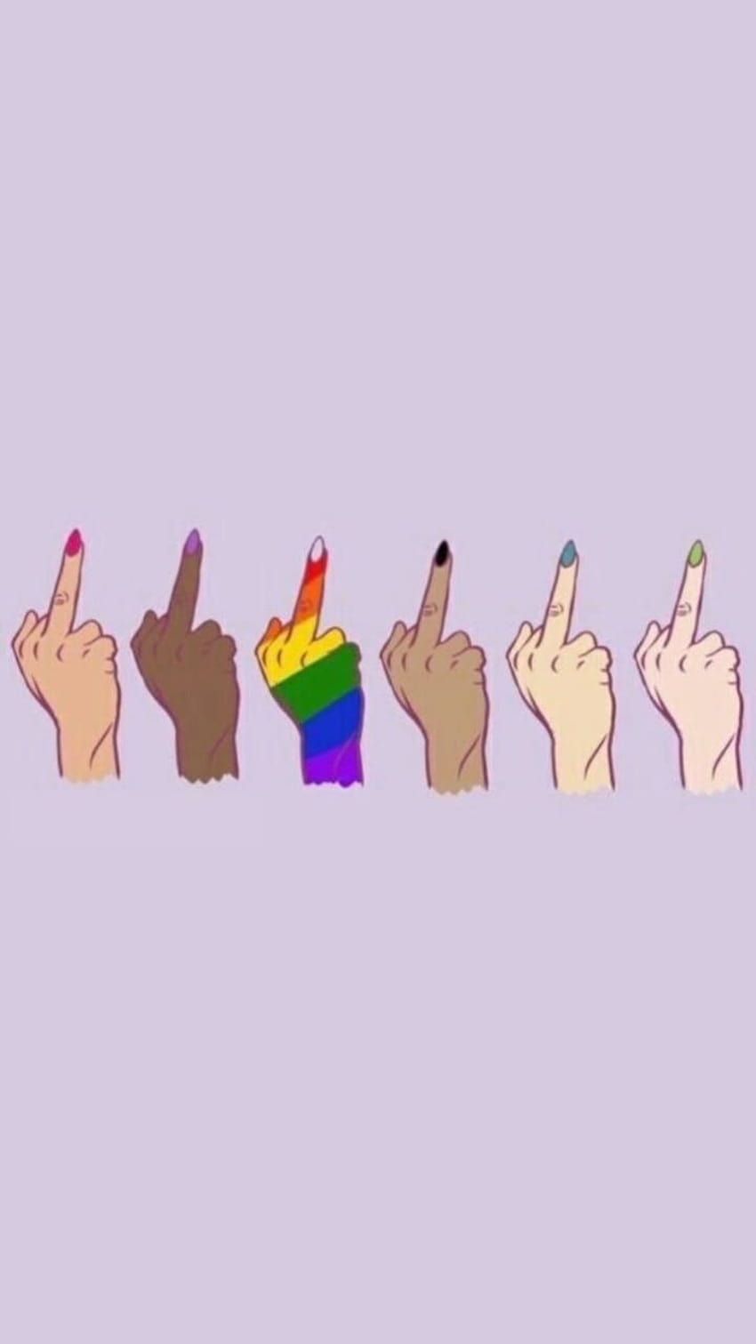 Mittelfinger, Hände, Regenbogen, Diversität, Lavendel, HD, Handy-Hintergrund im Hochformat