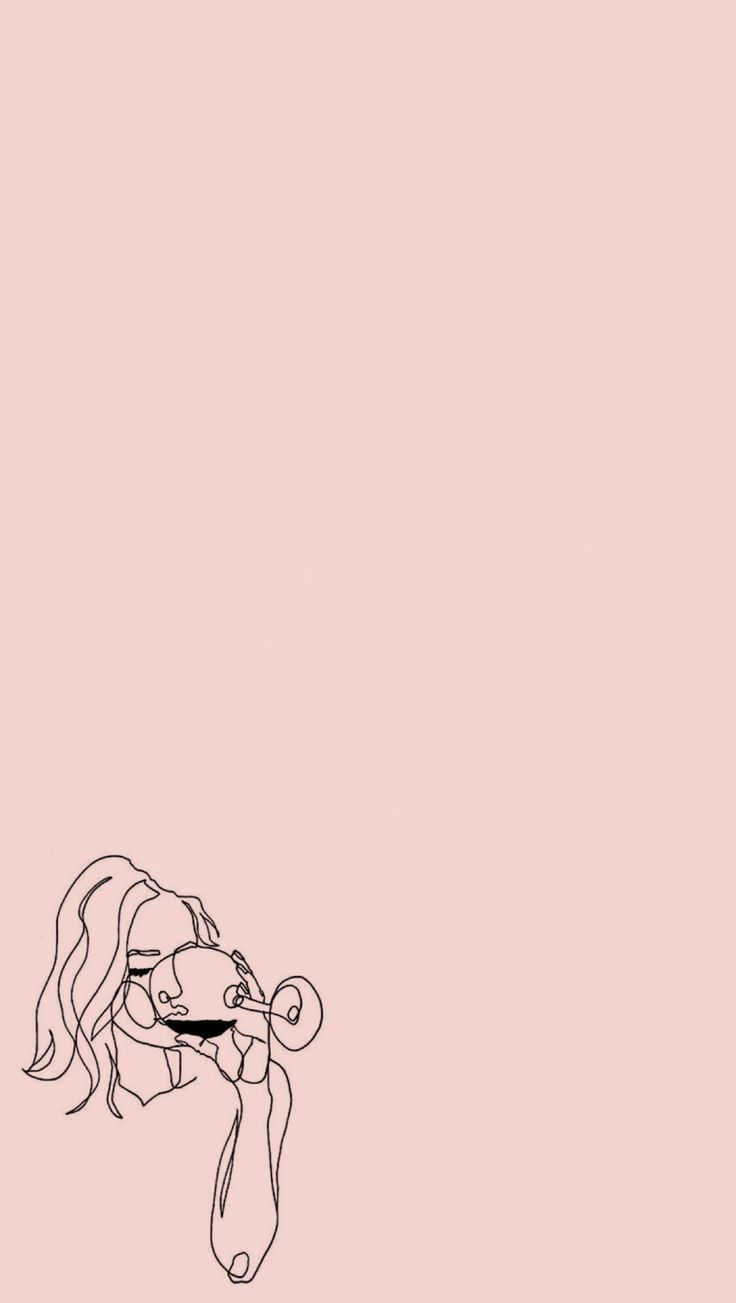 Line Art, Frauengesicht, Rosa Hintergrund, Minimalismus, Sperrbildschirm fürs iPhone