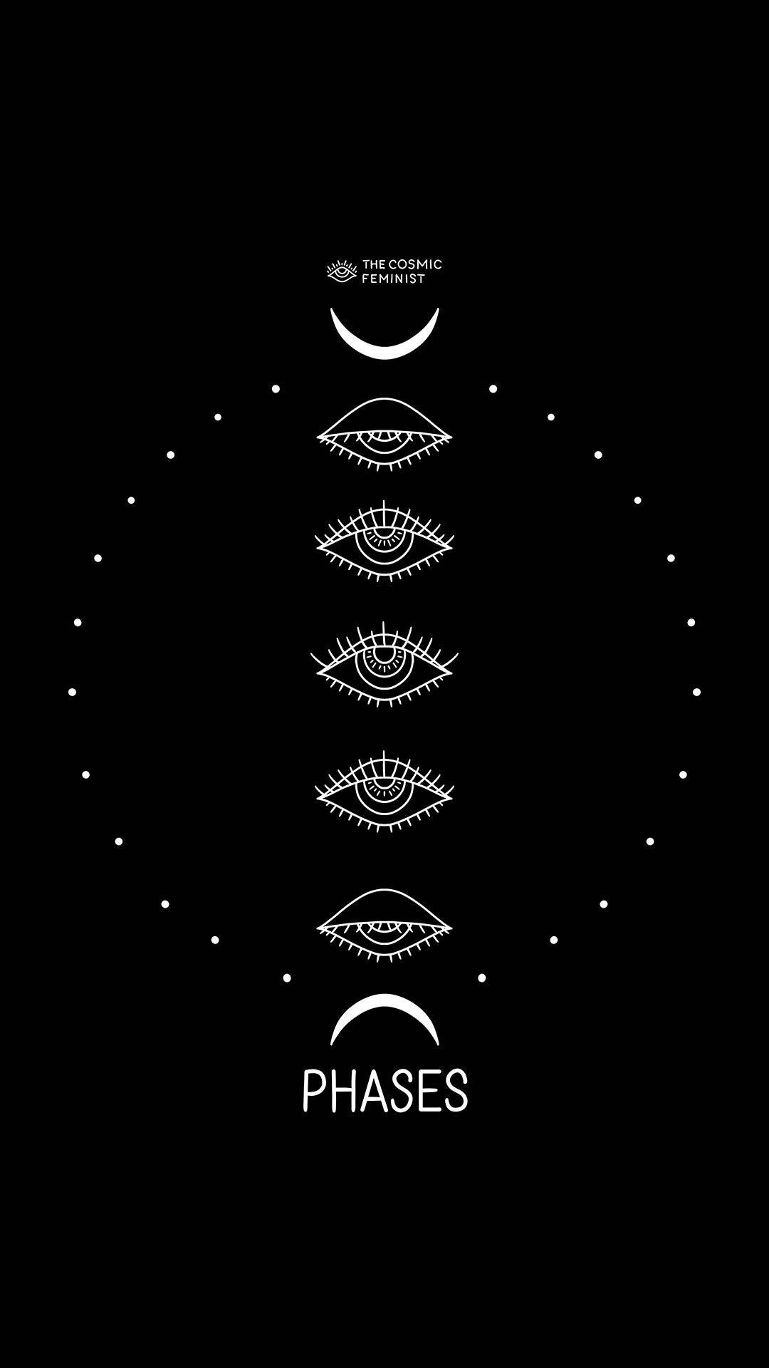 Mondphasen, Lippen, Phases, Schwarzer Hintergrund, Minimalismus, Sperrbildschirm fürs iPhone