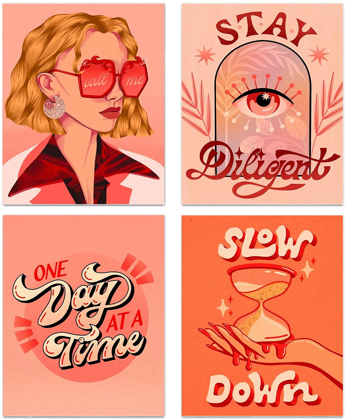 Stay diligent, One day at a time, Slow down, Lettering, Frau, Koralle, Full HD, iPad-Hintergrundbild