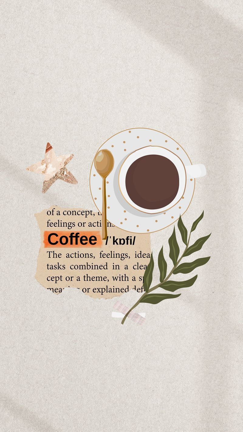 Kaffee, Tasse, Wörterbuch-Definition, Blätter, Flatlay, Grau, HD, Handy-Hintergrund