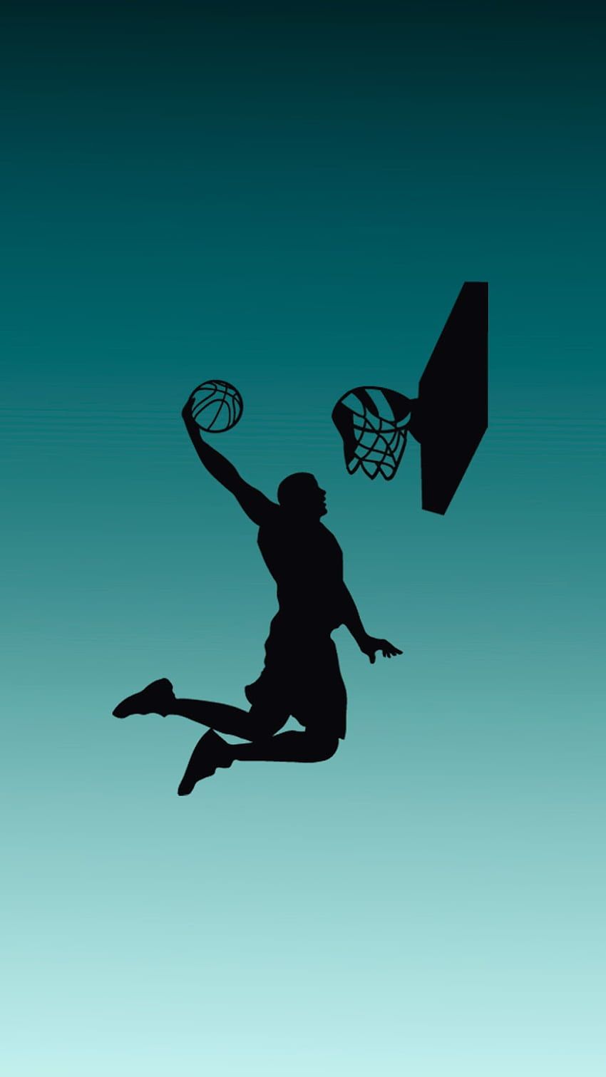 Slam Dunk, Silhouette, Spieler, Türkiser Farbverlauf, Minimalismus, Android-Hintergrundbild