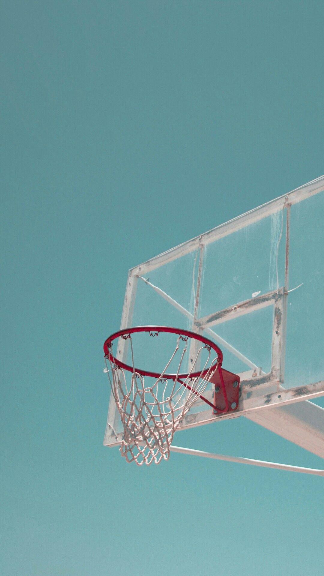 Basketballkorb, Türkiser Himmel, Minimalismus, Netz, Full HD, Sperrbildschirm fürs iPhone