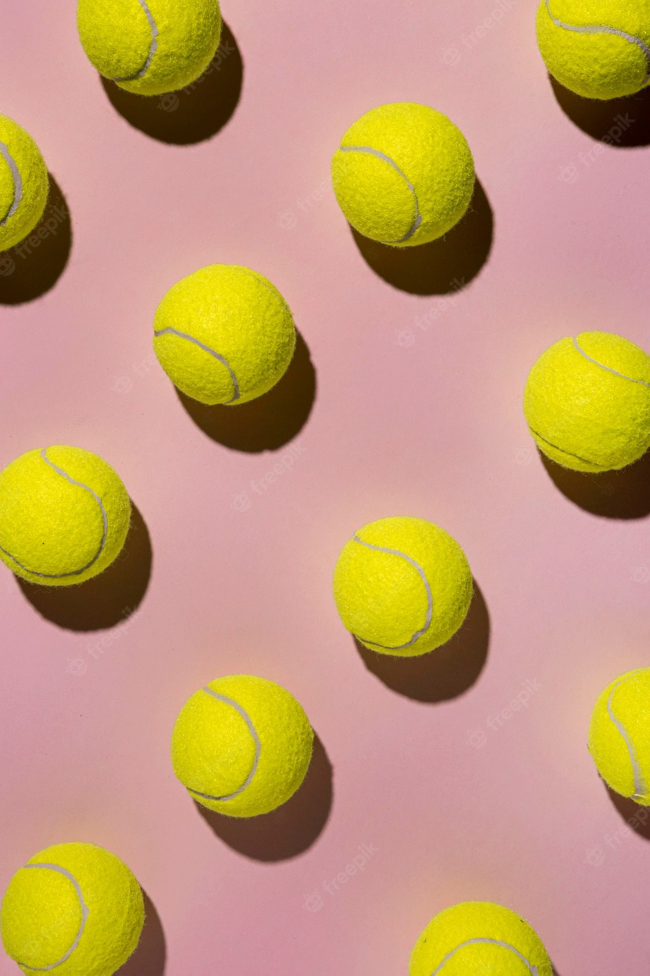 Tennisbälle, Muster, Rosa Hintergrund, Neongelb, Draufsicht, Sperrbildschirm fürs iPhone
