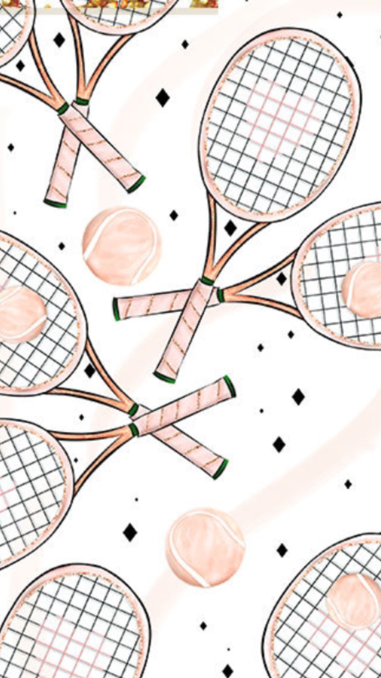 Tennisschläger, Muster, Illustration, Weißer Hintergrund, Pastell, Sperrbildschirm fürs iPhone