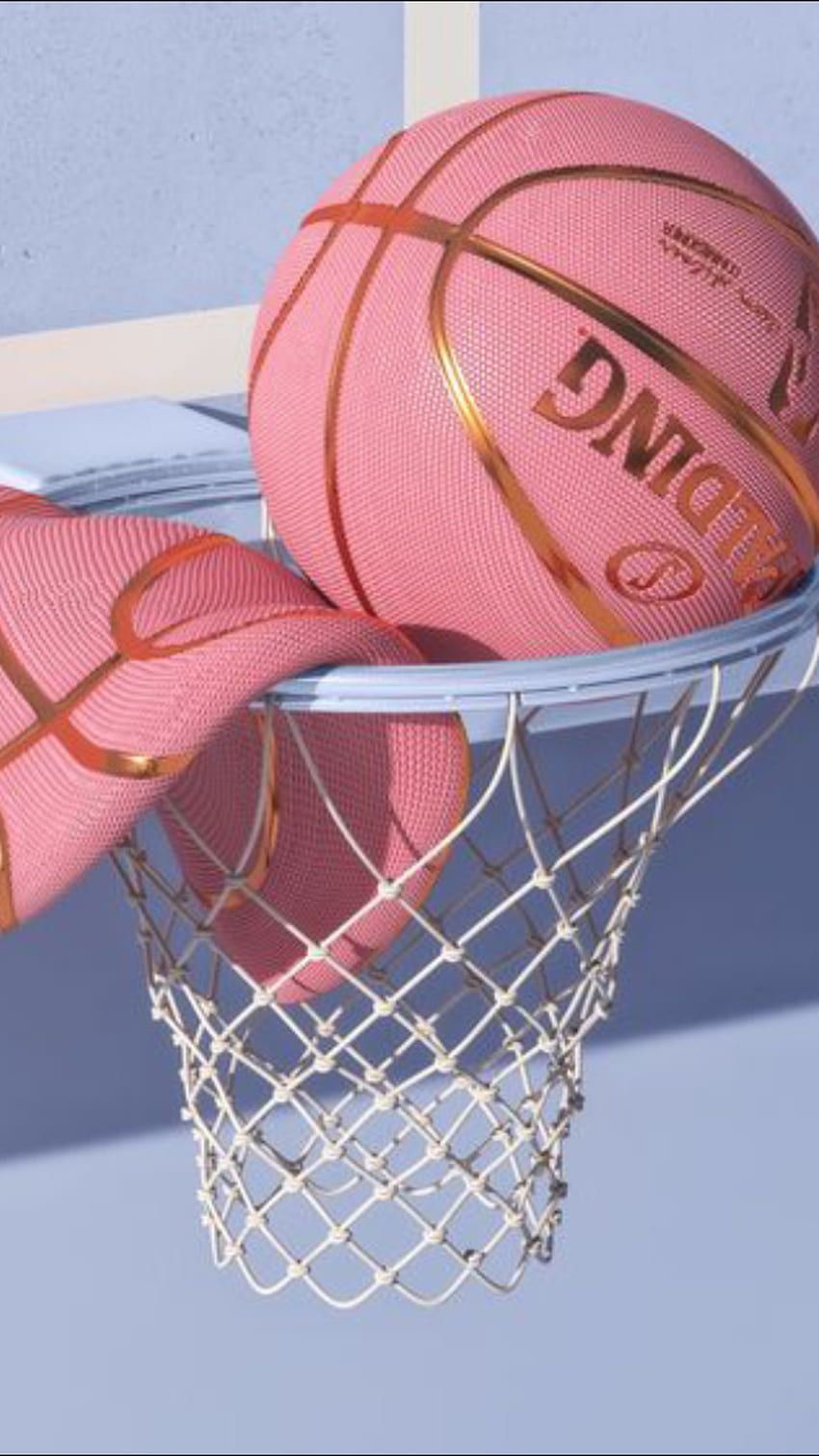 Spalding, Rosa Basketball, Korb, Pastellblau, 3D, HD, Sperrbildschirm fürs iPhone