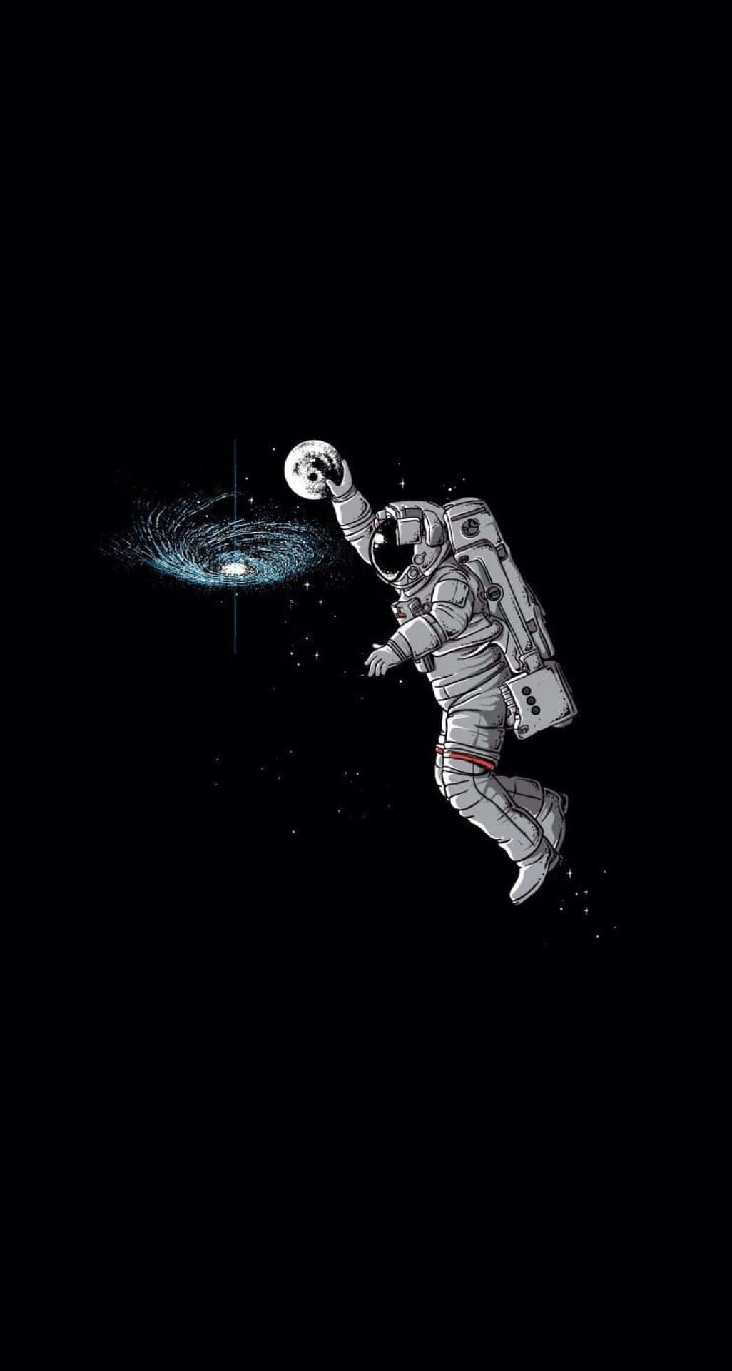 Astronaut, Dunking, Weltall, Schwarzer Hintergrund, Minimalismus, Sperrbildschirm fürs iPhone