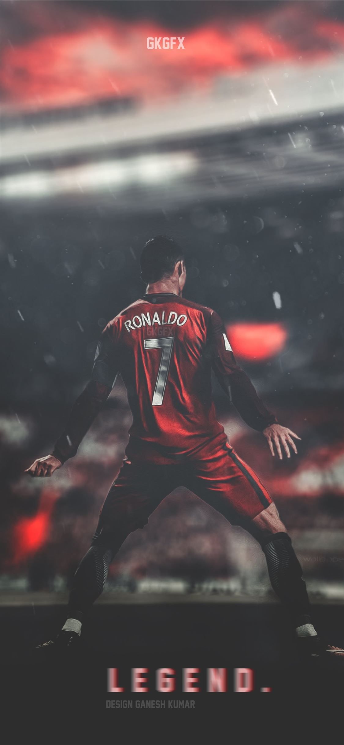 Legend, Fußballspieler, Rotes Trikot, Stadion, Porträt, Hochformat, Hintergrundbild fürs Smartphone