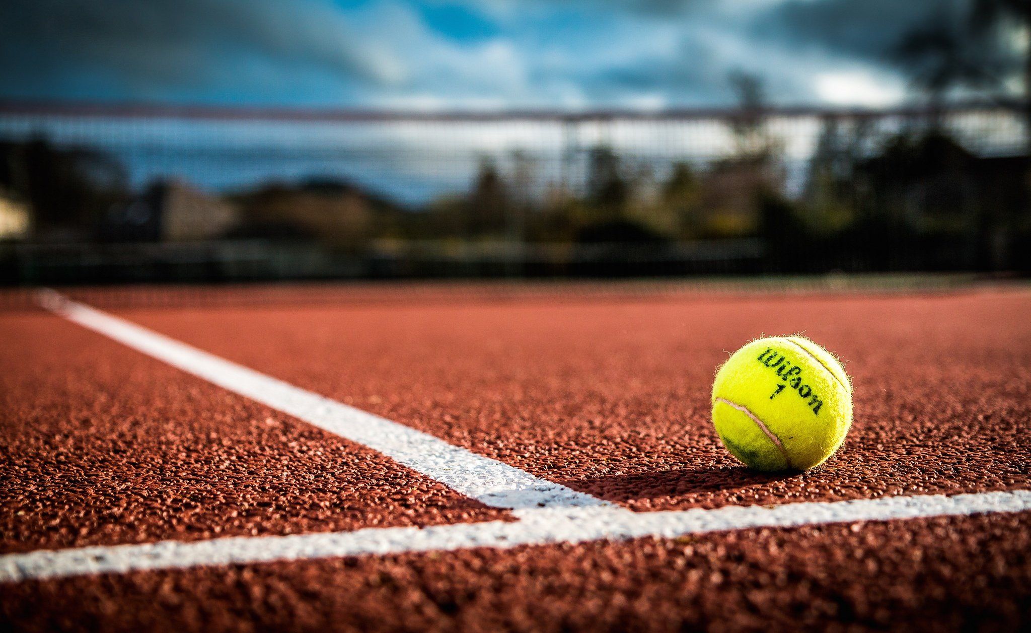 Wilson, Tennisball, Sandplatz, Grundlinie, Unschärfe, Full HD, Desktop-Hintergrund für Windows