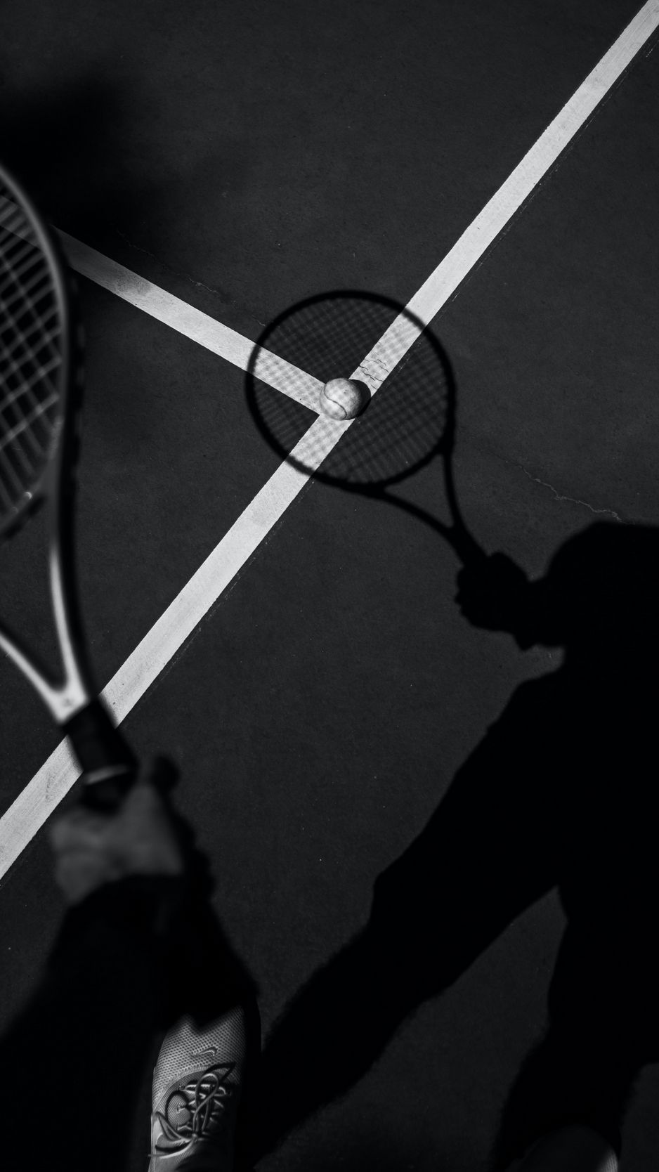 Tennisschläger, Schatten, Schwarz-Weiß, Linien, Silhouette, HD, Handy-Hintergrundbild