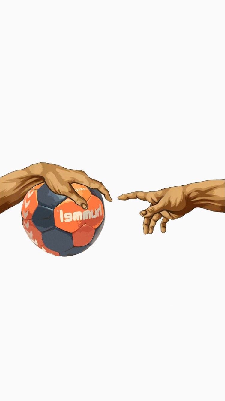 Die Erschaffung Adams, Handball, Parodie, Hände, Weißer Hintergrund, Sperrbildschirm fürs iPhone
