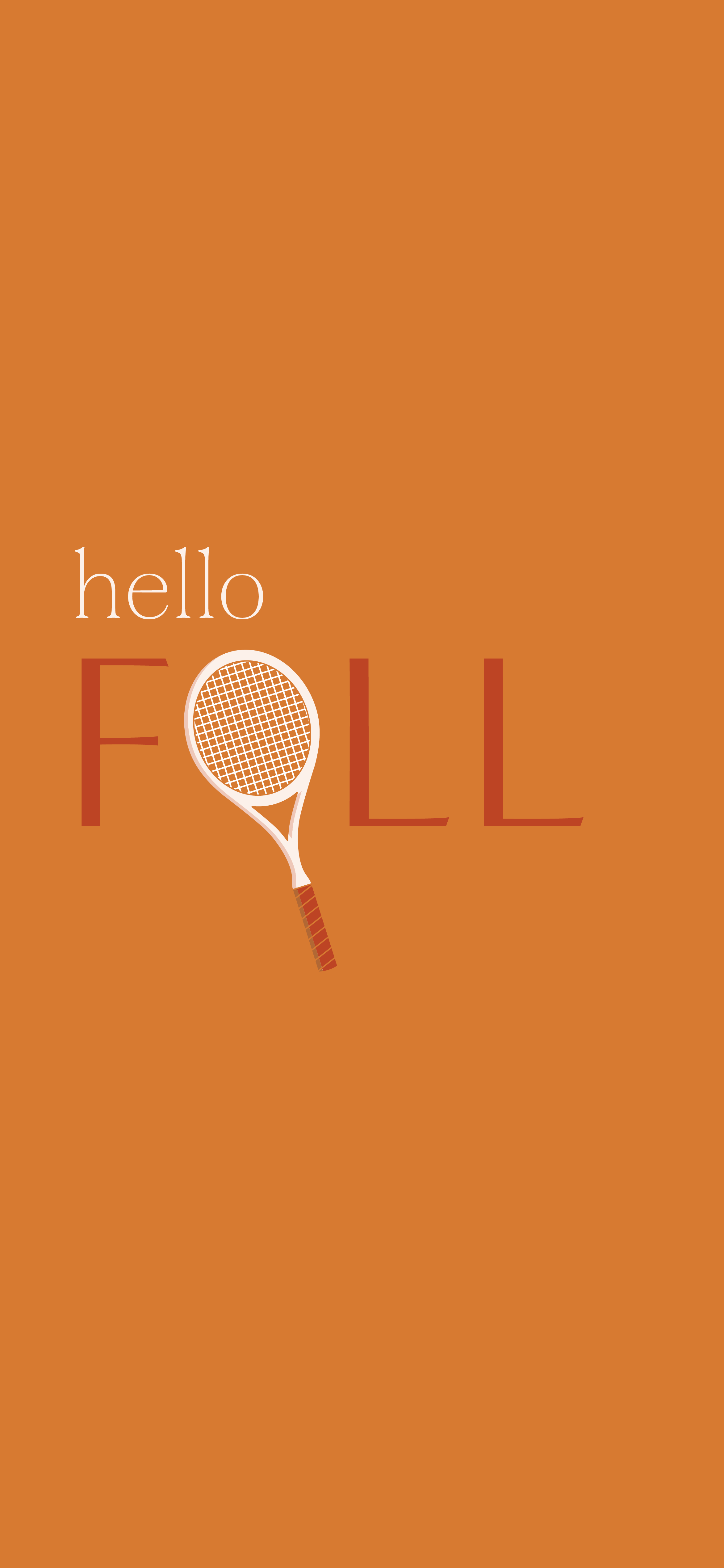 Hello Fall, Tennisschläger, Typografie, Herbst, Orange Hintergrund, Sperrbildschirm fürs iPhone