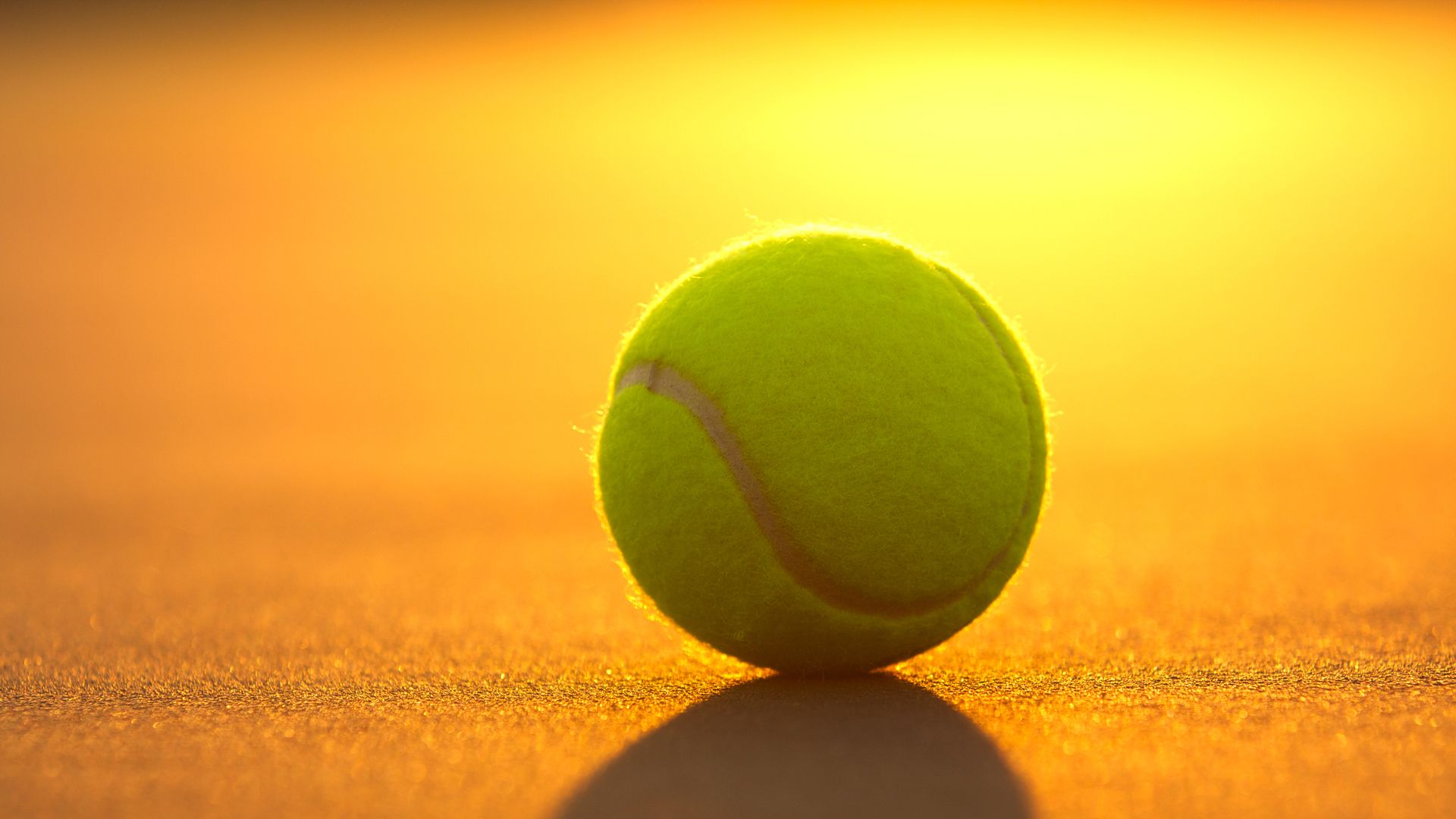 Tennisball, Goldenes Licht, Sonnenuntergang, Nahaufnahme, Gelb, Full HD, Breitbild-Hintergrundbild