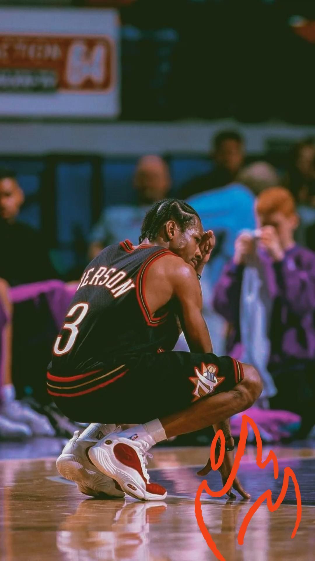 Allen Iverson, Philadelphia 76ers, NBA, Rückennummer 3, Kultmoment, Full HD, iPhone-Hintergrundbild