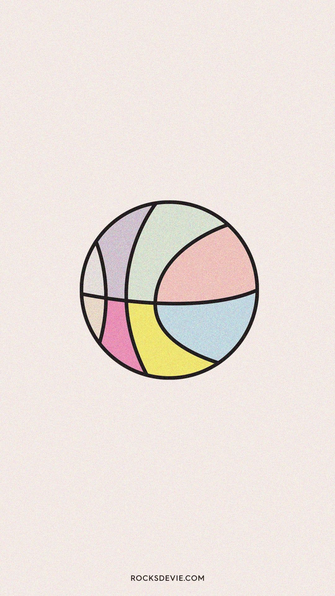 Basketball, Pastellfarben, Linienzeichnung, Minimalismus, Heller Hintergrund, Sperrbildschirm