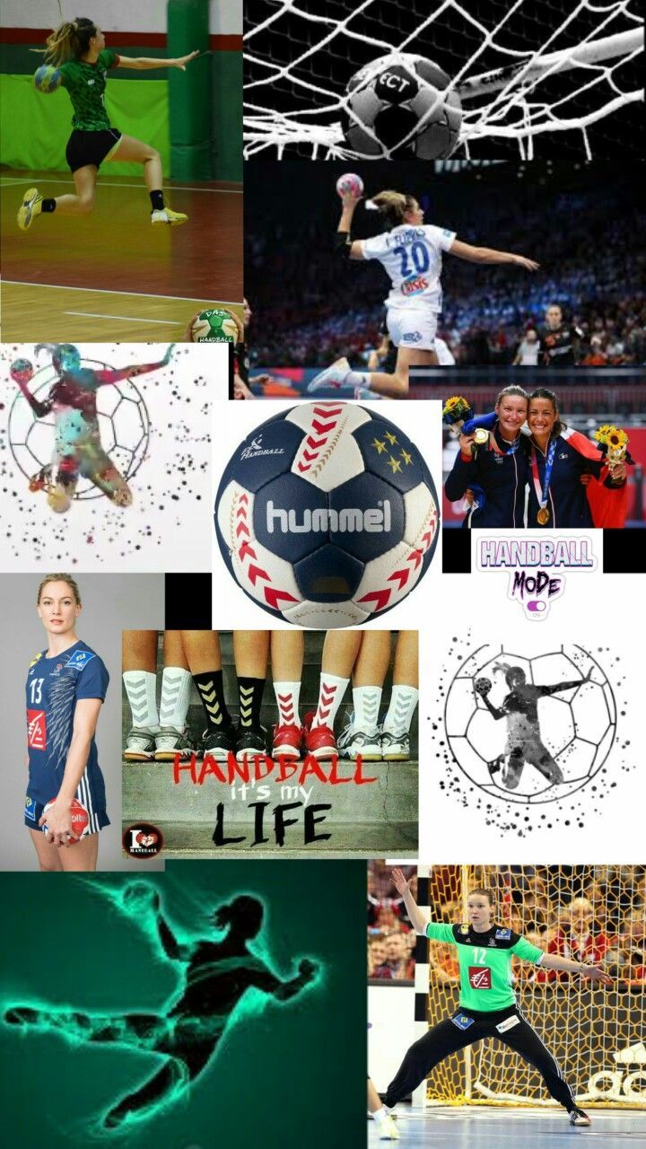 Collage, Handball, Spielszenen, Sporthalle, Hummel, Hochformat, Hintergrundbild fürs Smartphone
