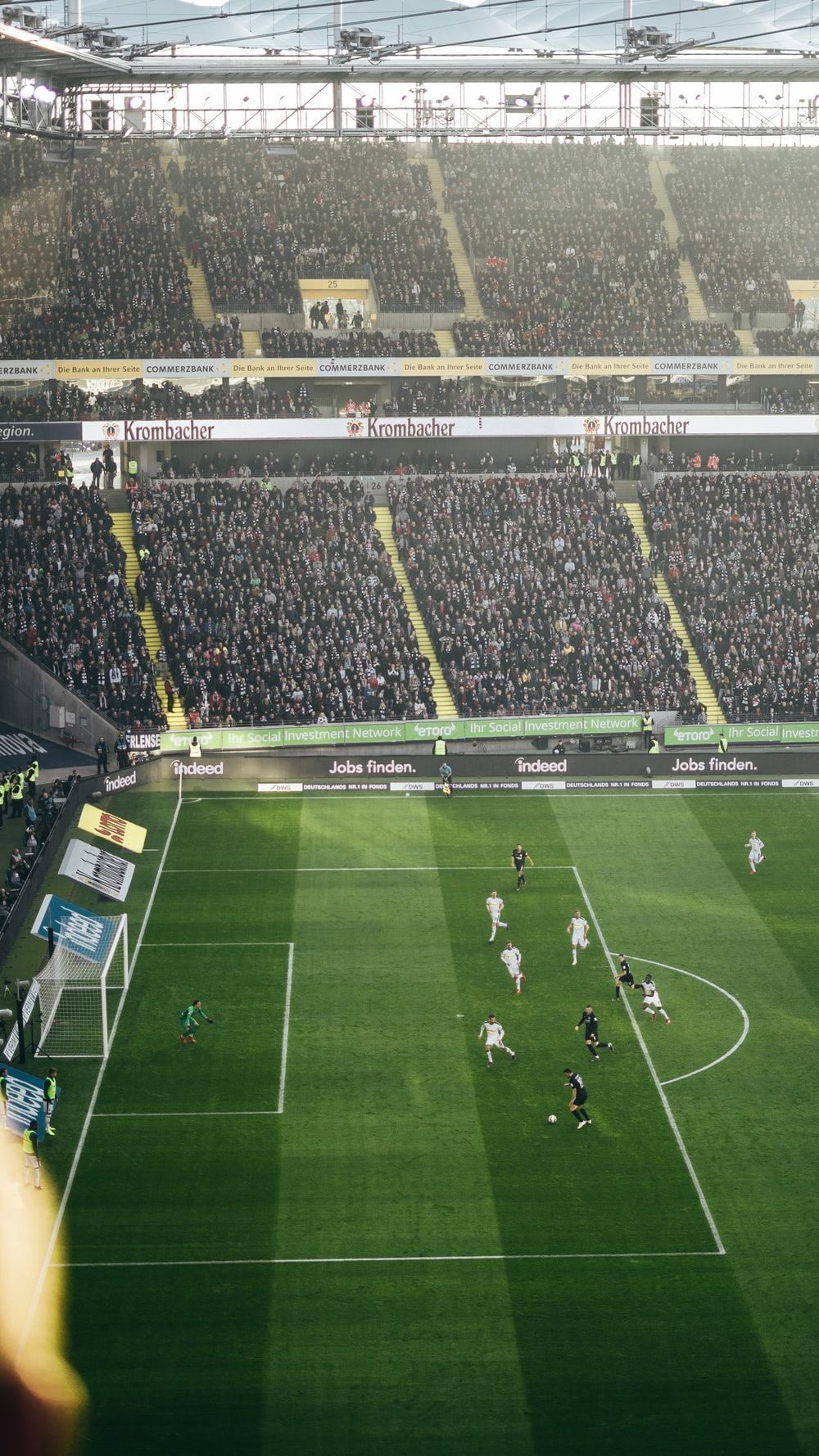 Fußballstadion, Spiel, Zuschauer, Spielfeld, Luftaufnahme, HD, Handy-Hintergrundbild