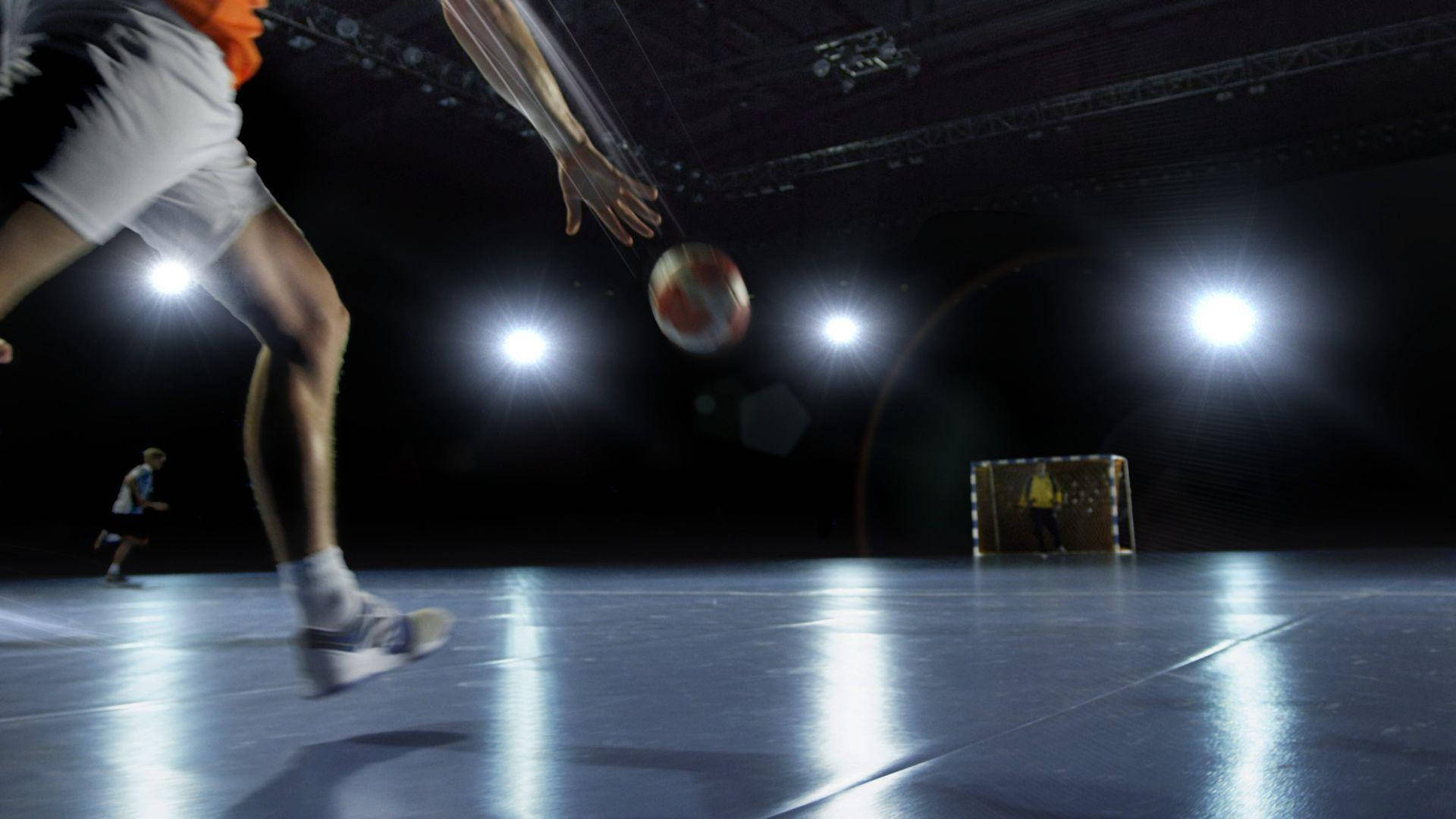 Handball, Sporthalle, Flutlicht, Dunkel, Sneaker, 16:9, Full-HD-Hintergrundbild für den Desktop