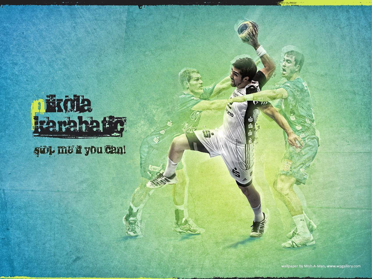 Nikola Karabatić, Handballspieler, Digitale Kunst, Grün, Collage, HD, iPad-Hintergrundbild