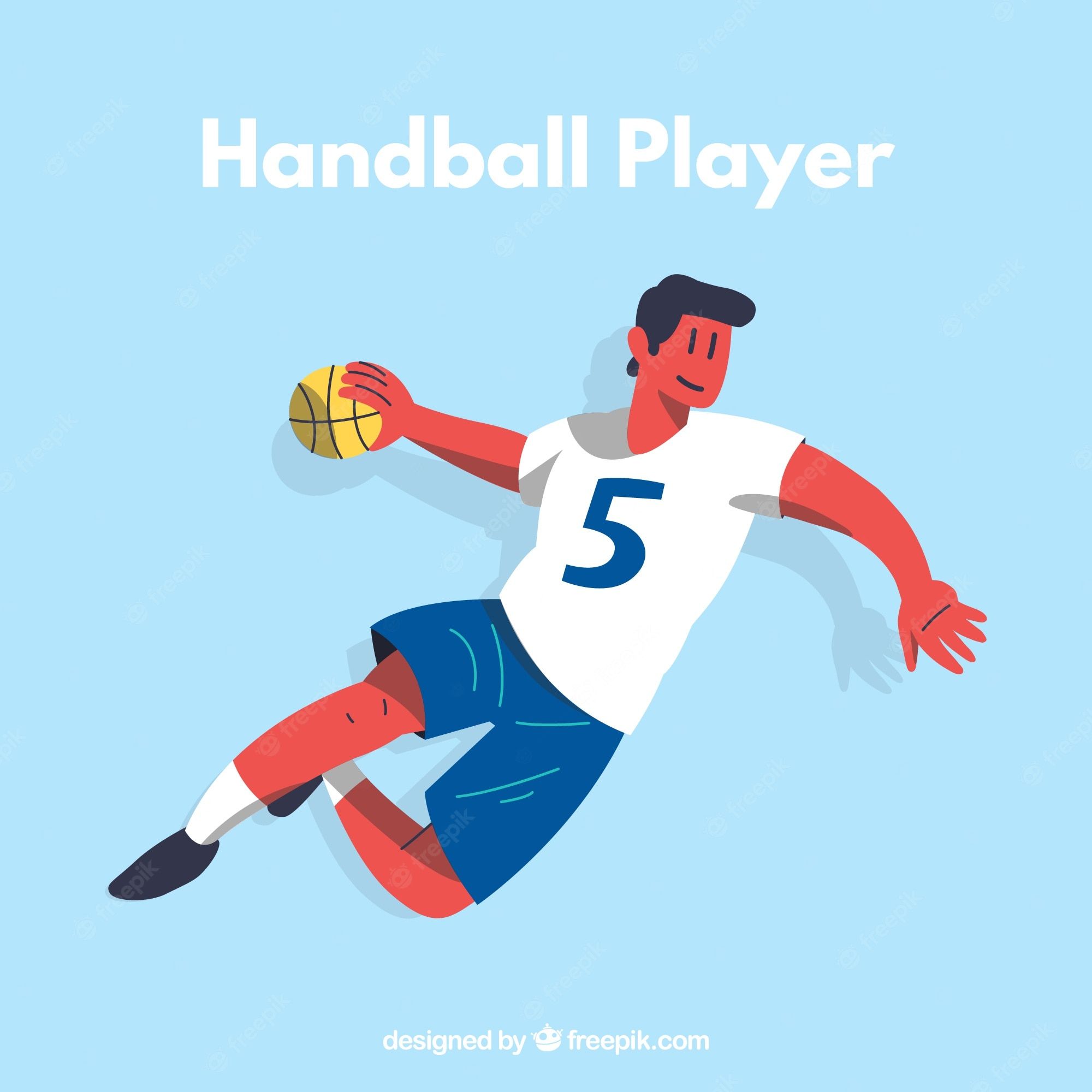 Handball Player, Illustration, Flat Design, Hellblau, Sprungwurf, Full HD, iPad-Hintergrundbild