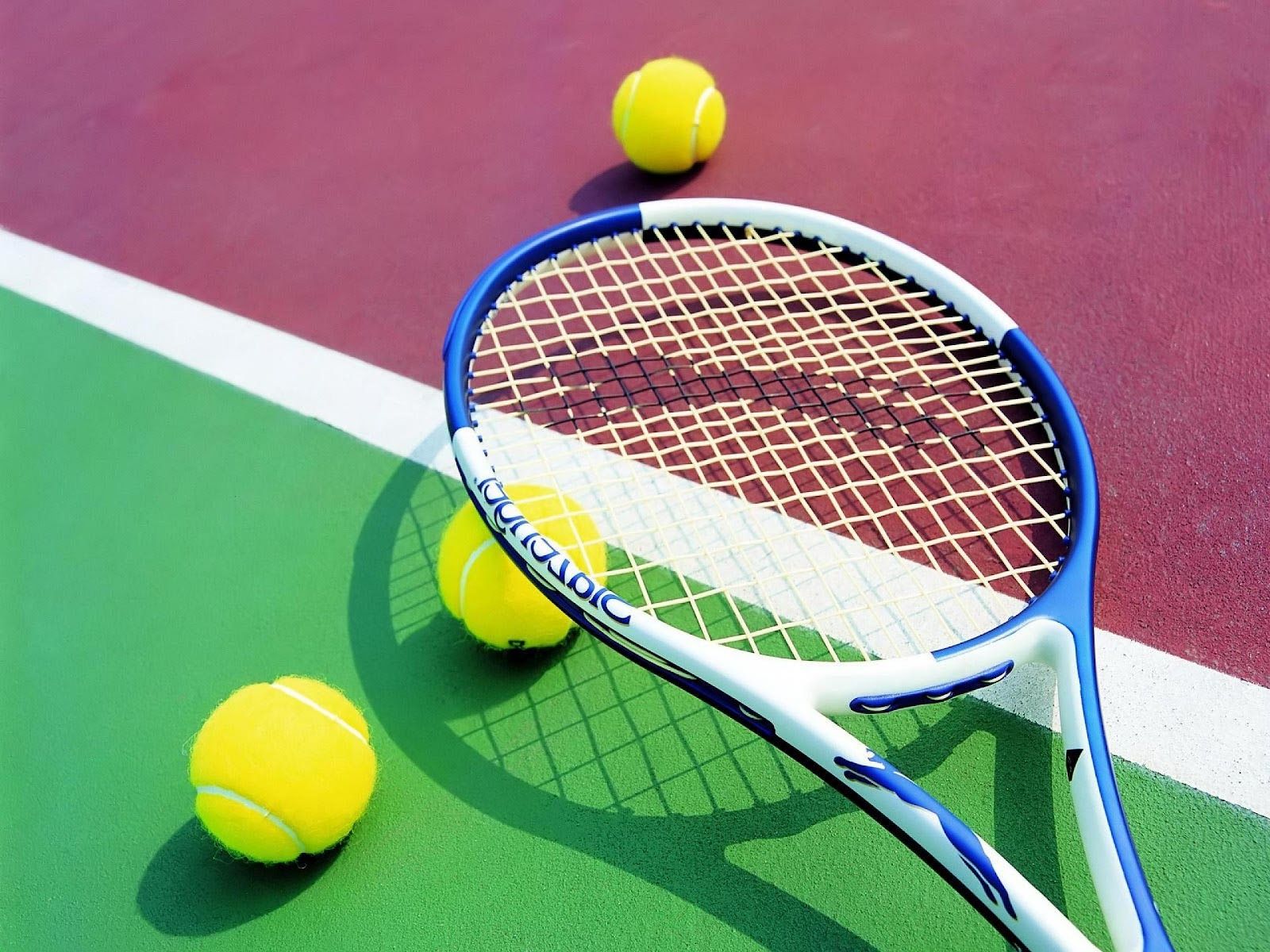 Tennisschläger, Tennisbälle, Hartplatz, Grün, Lila, HD, iPad-Hintergrundbild