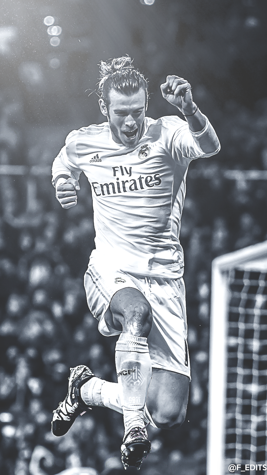 Gareth Bale, Real Madrid, Jubel, Schwarz-Weiß, Fußballspieler, Sperrbildschirm fürs iPhone
