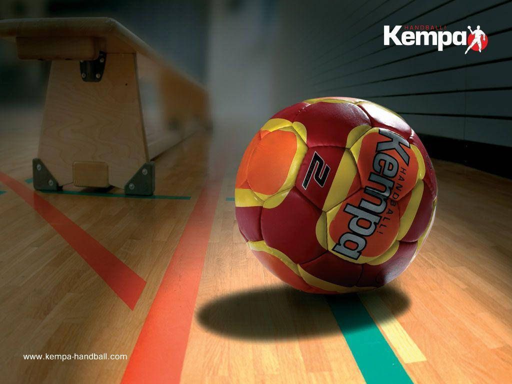 Kempa, Handball, Hallenboden, Turnbank, Rot-Gelb, Hintergrundbild für iPad und Tablet