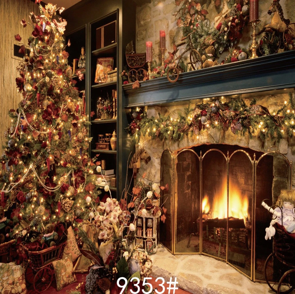 Kamin, Weihnachtsbaum, Wohnzimmer, Kaminfeuer, Gemütlich, Hintergrundbild fürs iPad