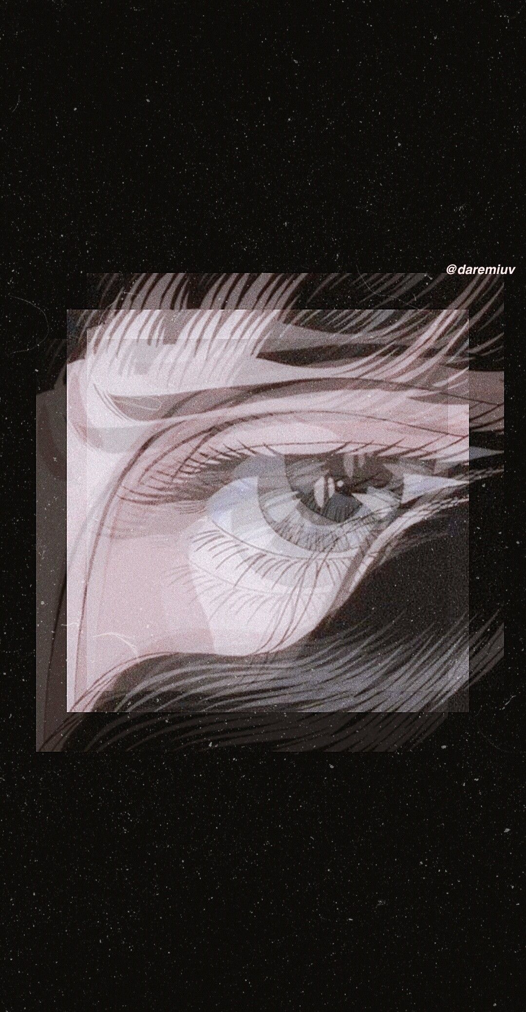 Auge, Anime-Stil, Glitch-Effekt, Schwarz-Weiß, Dunkel, Hintergrundbild für iPhone und Android