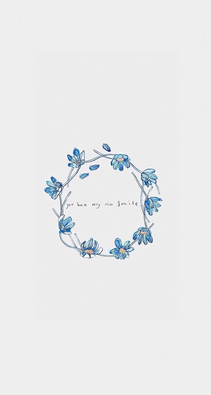 Blumenkranz, Blaue Blüten, Weißer Hintergrund, Minimalistisch, Zart, Sperrbildschirm fürs iPhone