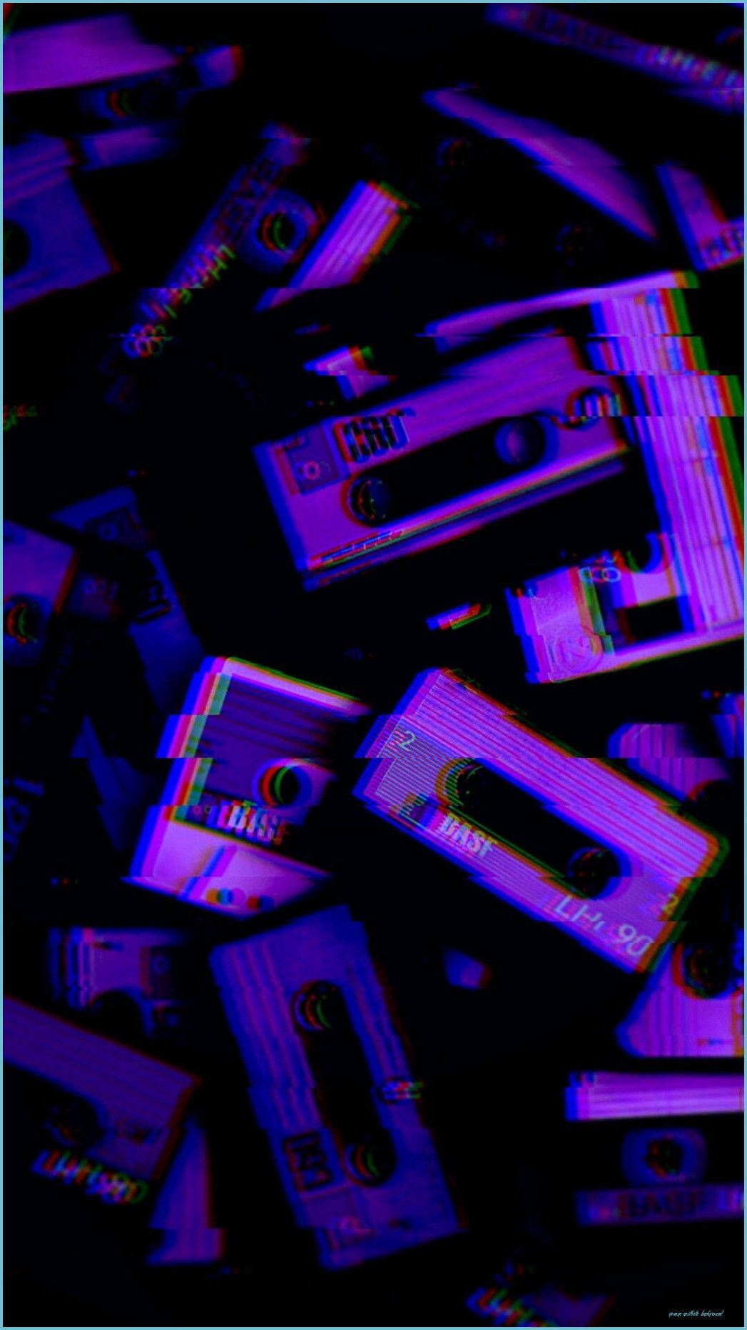 Kassetten, Lila Licht, Retro, Dunkel, Vaporwave, HD, Sperrbildschirm fürs iPhone
