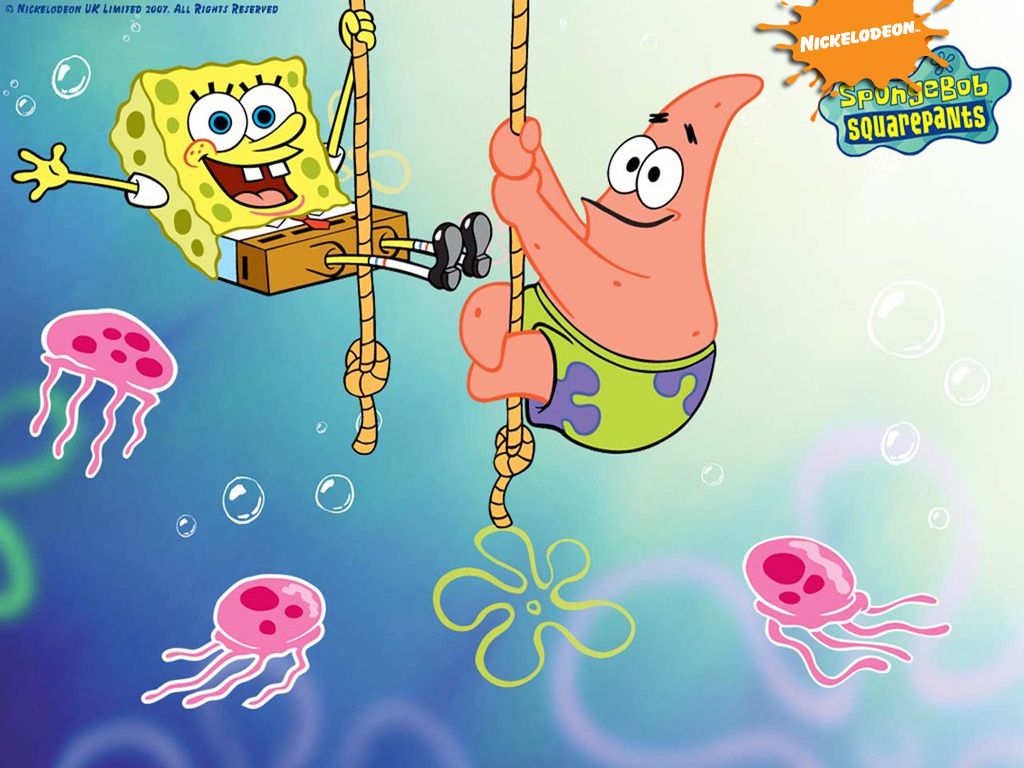 SpongeBob Schwammkopf, Patrick Star, Quallen, Nickelodeon, Unterwasser, Zeichentrick, iPad-Hintergrundbild