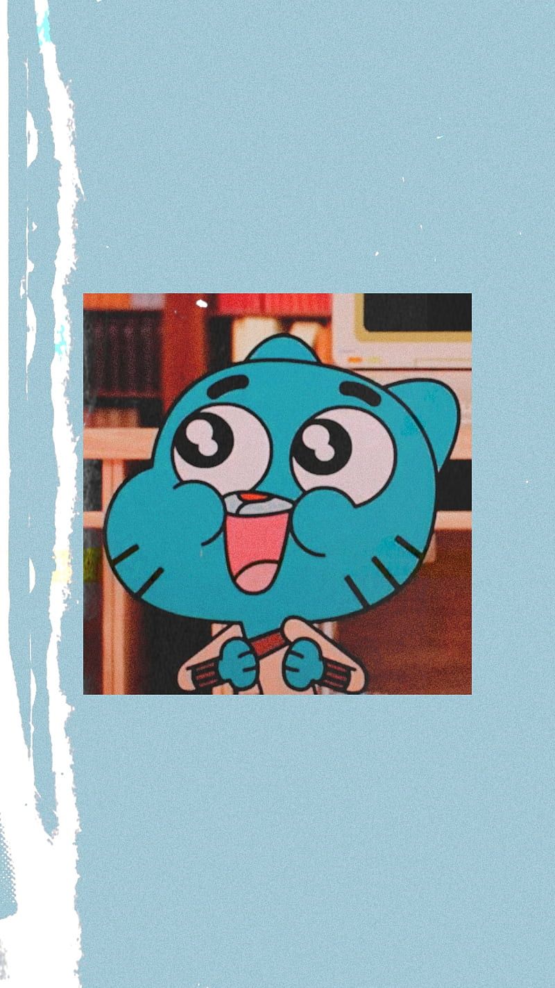 Gumball Watterson, Die fantastische Welt von Gumball, Zeichentrick, Hellblau, Minimalistisch, Smartphone-Hintergrund
