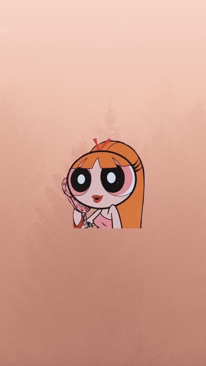 Blossom, Die Powerpuff Girls, Zeichentrick, Rosa Farbverlauf, Minimalistisch, Handy-Hintergrund