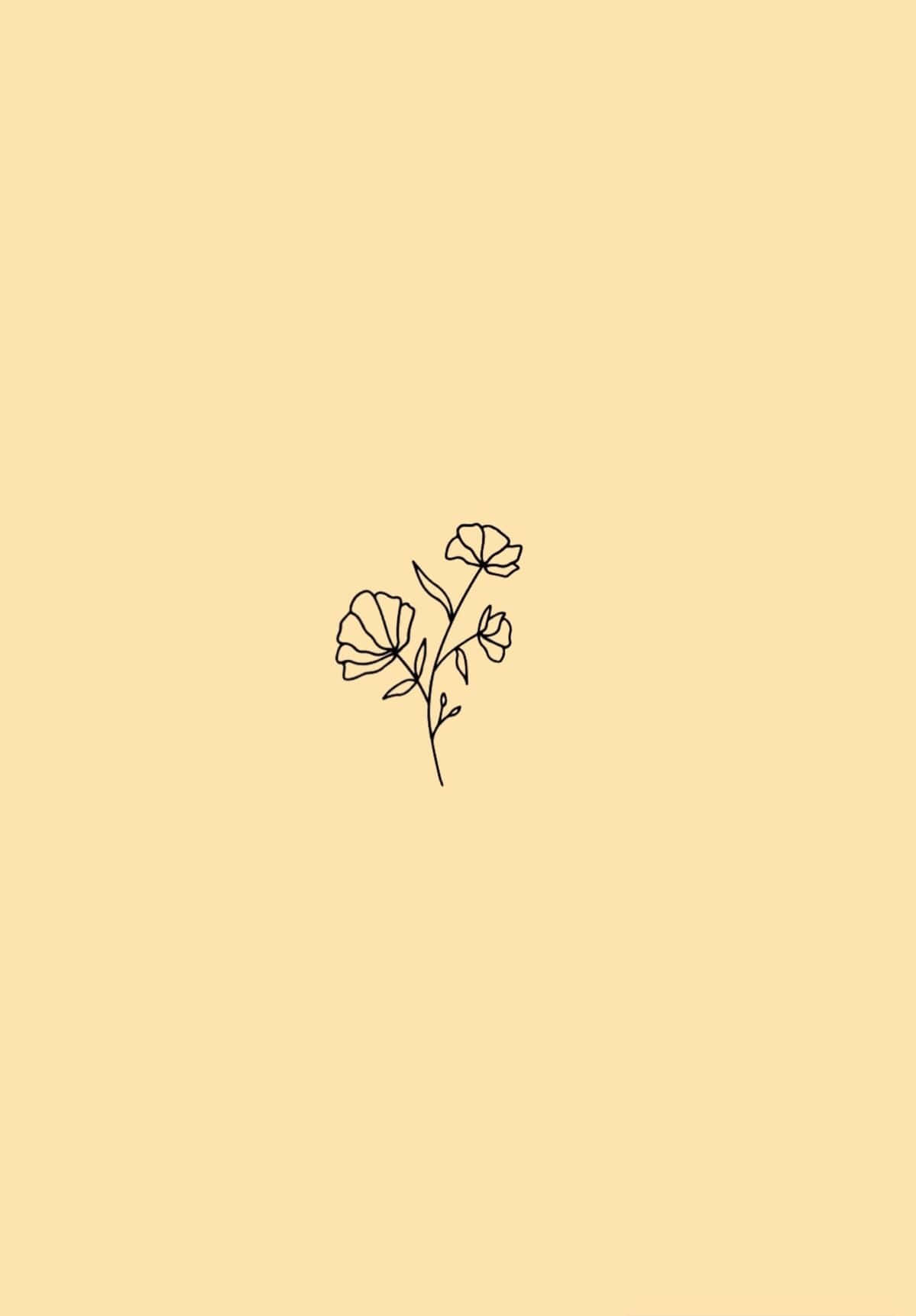 Blume, Line Art, Pastellgelb, Schlicht, Full HD, Hintergrundbild fürs Tablet