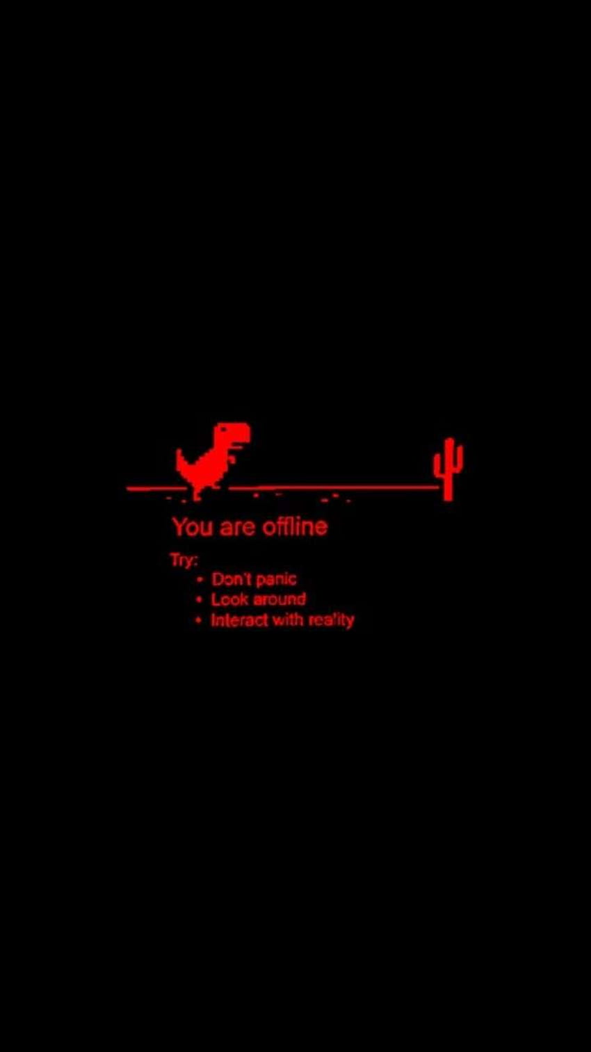 Chrome-Dino, Offline-Seite, Schwarzer Hintergrund, Rot, Minimalistisch, Sperrbildschirm fürs iPhone
