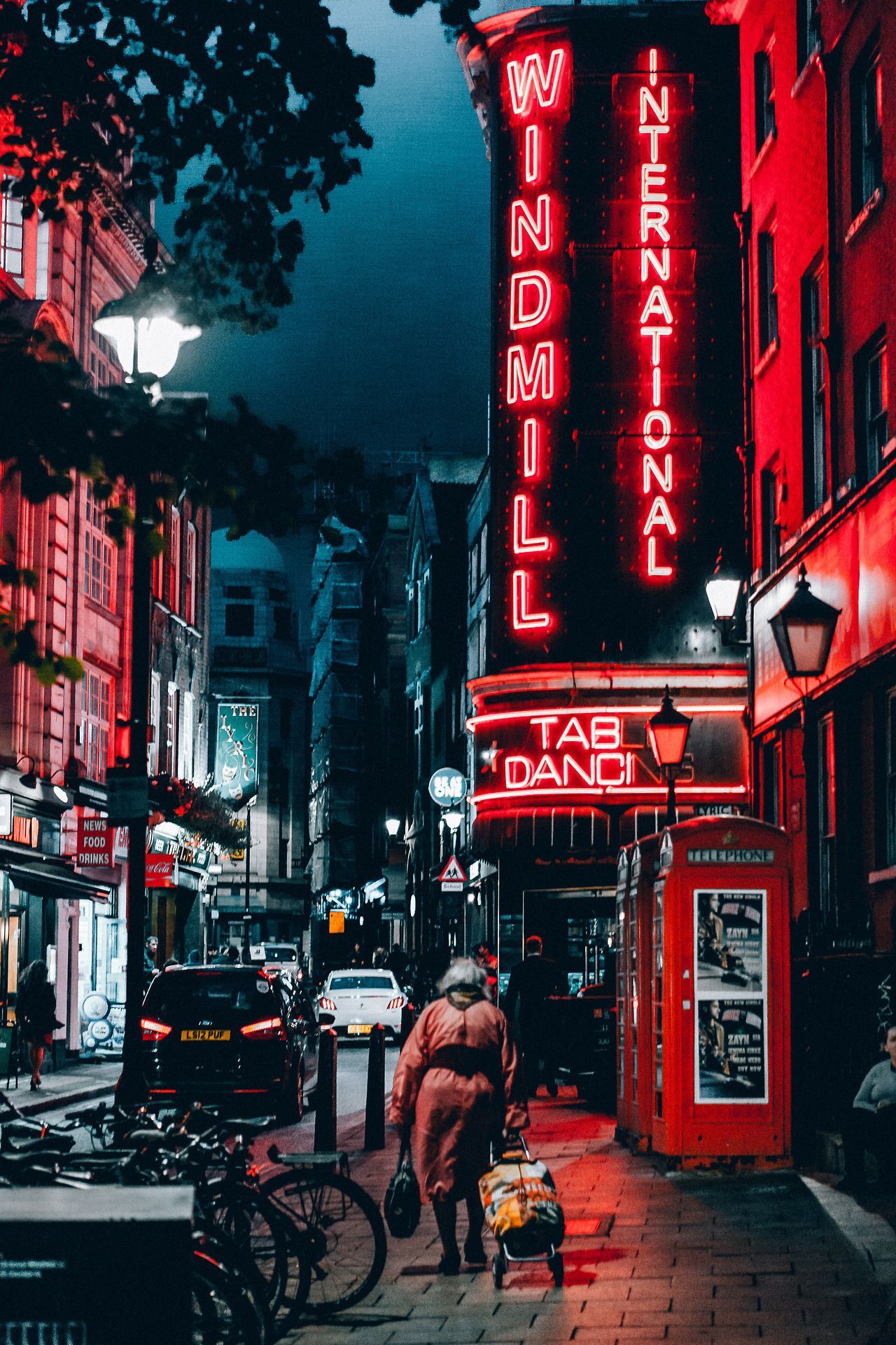 Soho, London, Neonschilder, Nacht, Windmill, Full HD, Hintergrundbild fürs Handy