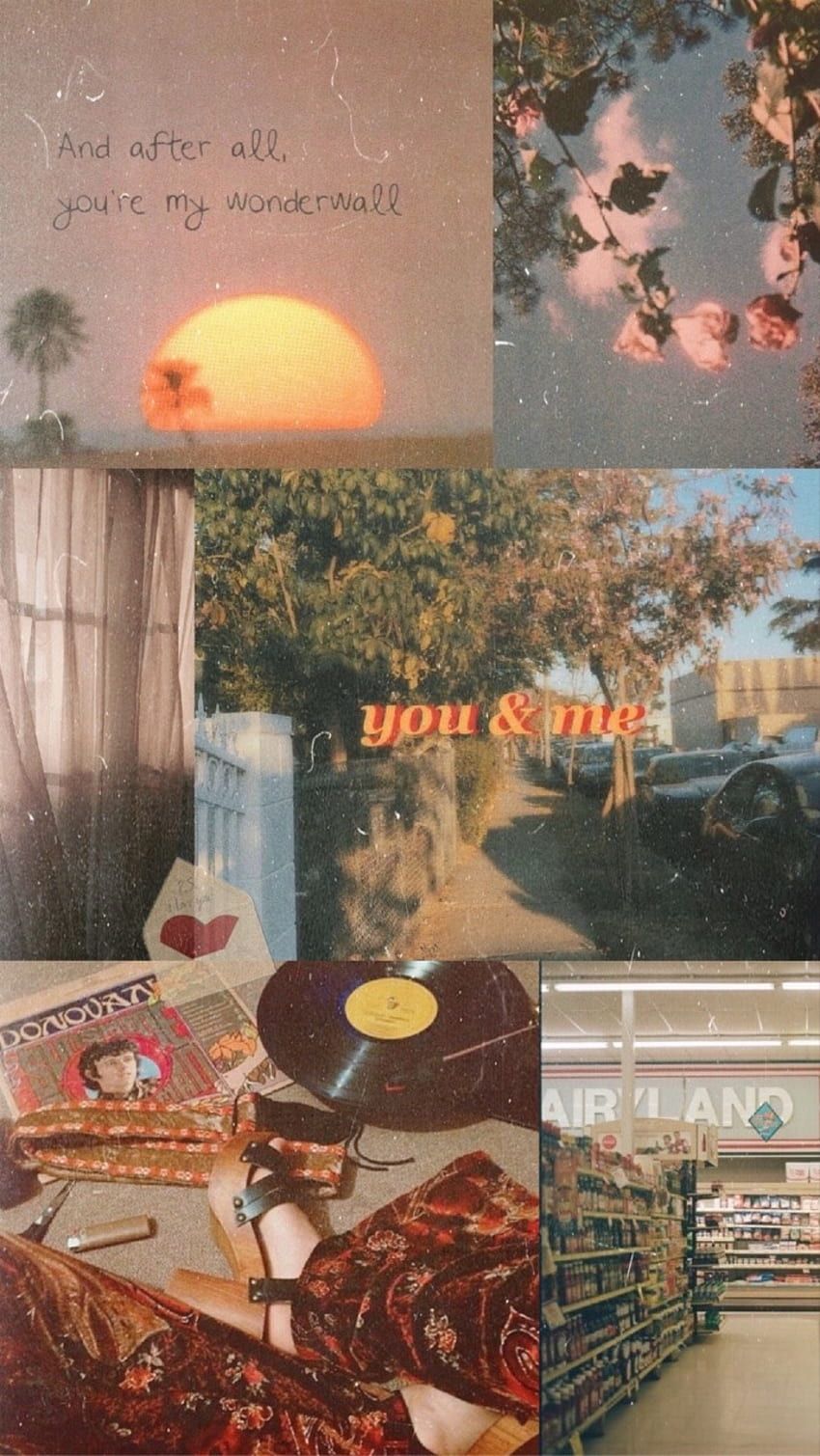 Collage, Vintage, Sonnenuntergang, Ästhetik, Beige, HD, Handy-Hintergrund im Hochformat