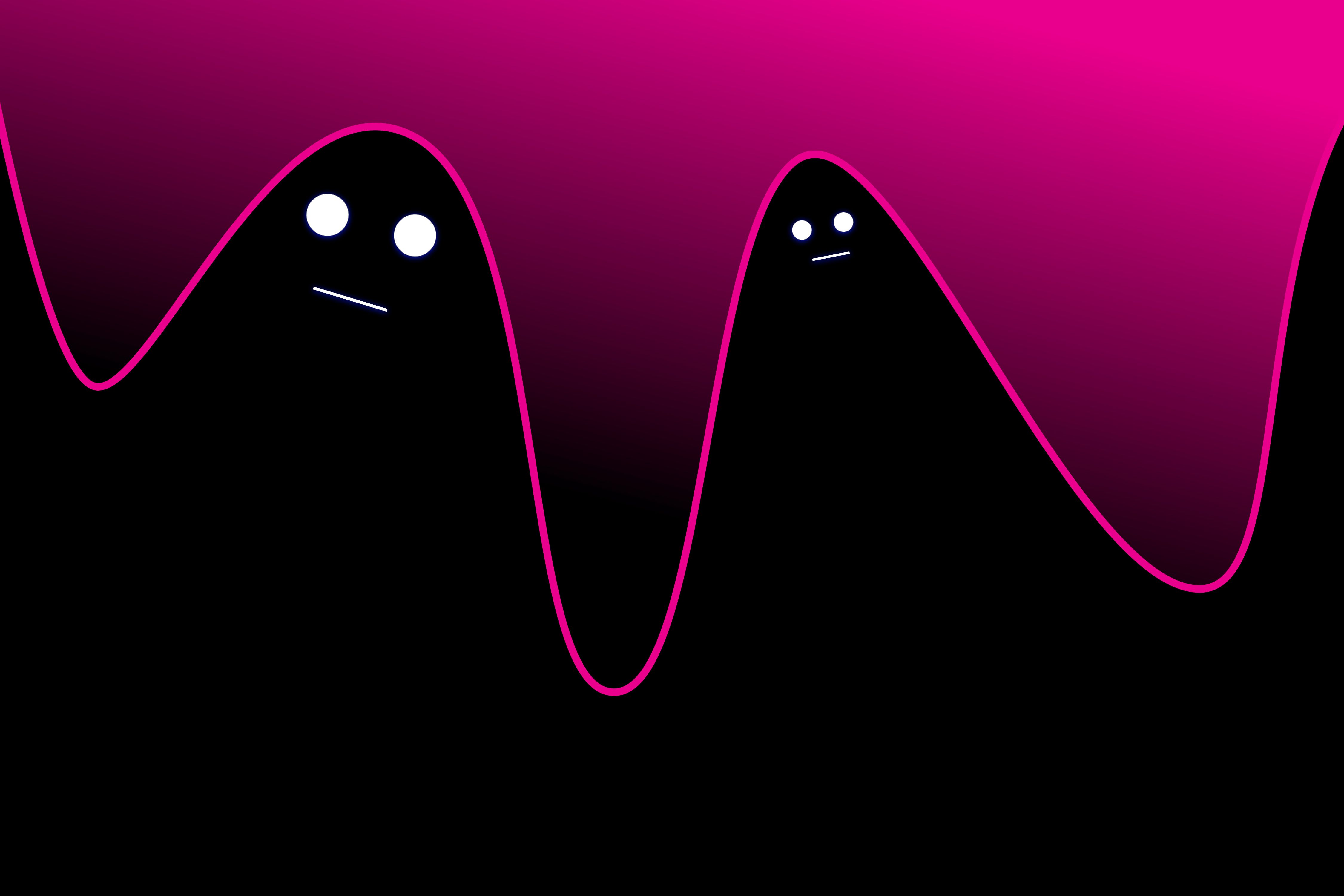 Monster, Neon, Pink, Schwarz, Cartoon, Augen, 4K, Hintergrund für den Desktop