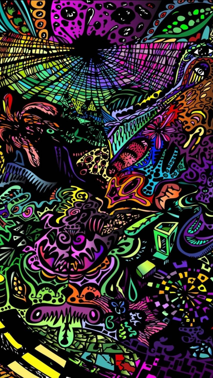 Schwarzlicht-Kunst, Neonmuster, Grün und Pink, Detailreich, Sperrbildschirm fürs iPhone