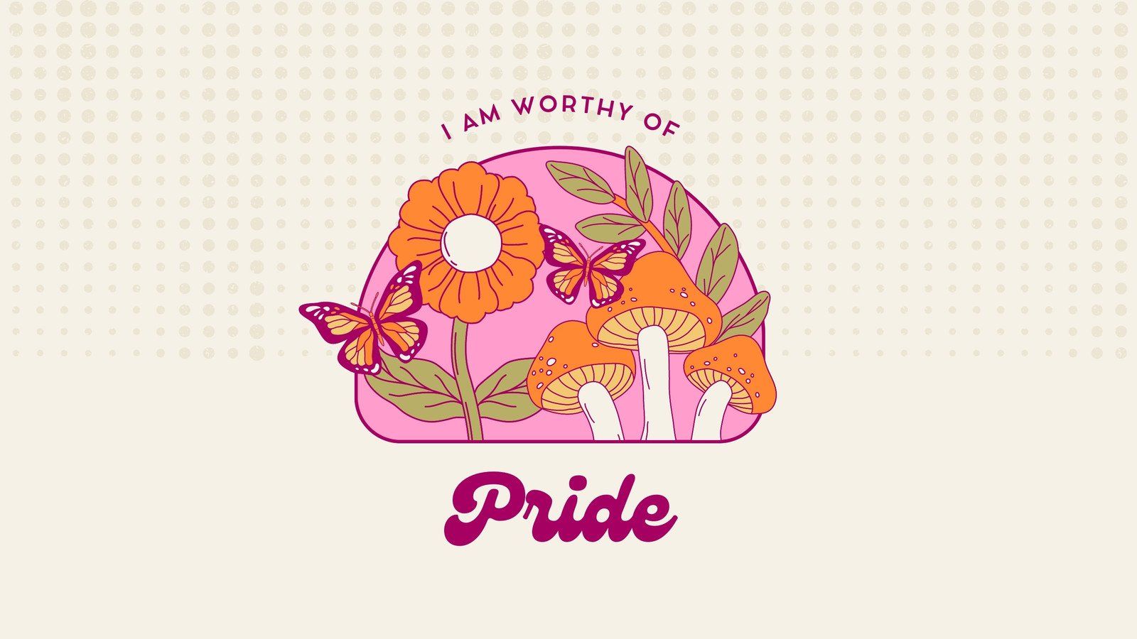 Pride, Pilze, Schmetterlinge, 70er Jahre, Groovy, 16:9, HD-Hintergrundbild für den Desktop