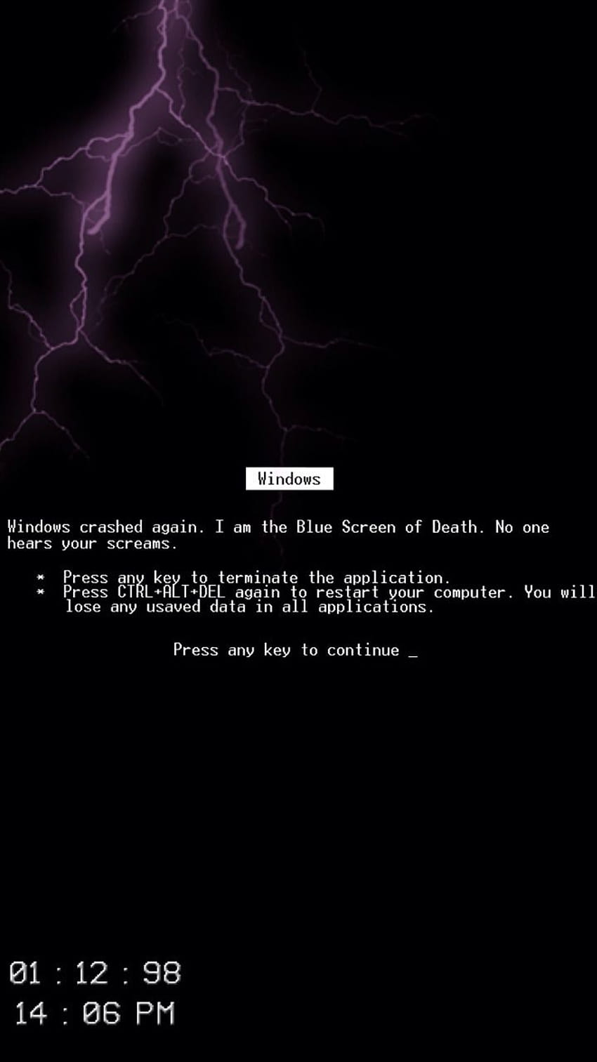 Bluescreen, Fehlermeldung, Blitz, Schwarz, Retro, HD, Sperrbildschirm fürs iPhone