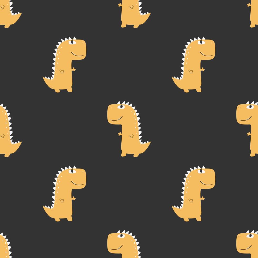 Dinosaurier, Muster, Niedlich, Gelb, Schwarzer Hintergrund, Wallpaper