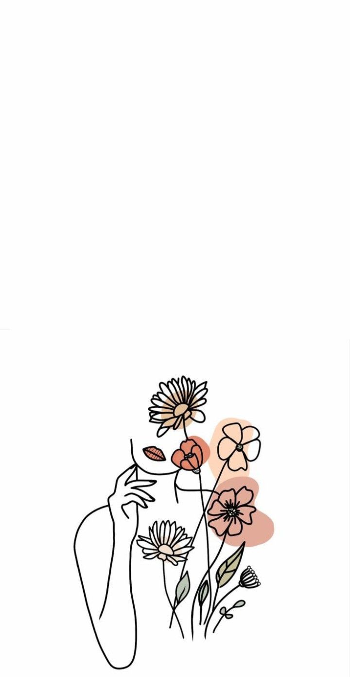 Hand, Blumen, Line Art, Weißer Hintergrund, Strichzeichnung, Sperrbildschirm fürs iPhone