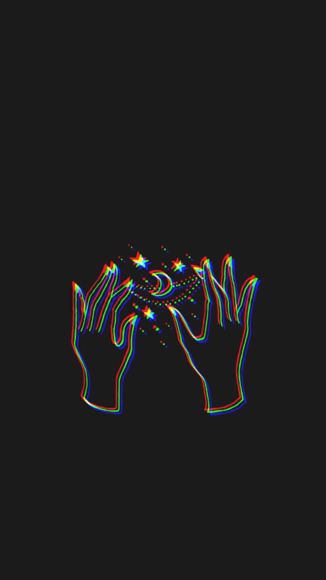 Hände, Liniengrafik, Regenbogenfarben, Schwarzer Hintergrund, Minimalistisch, Sperrbildschirm